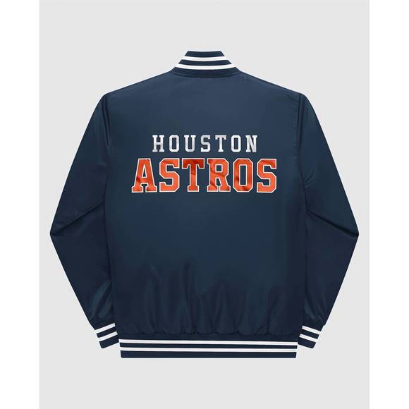NEW STARTER men's houston astros varsity satin full-snap jacket in navy